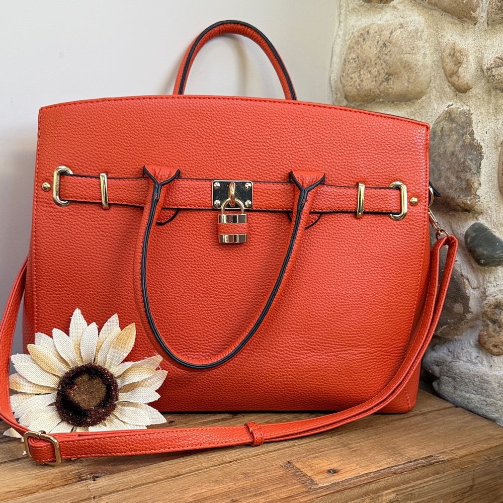 NWOT Orange Embossed Satchel Bag